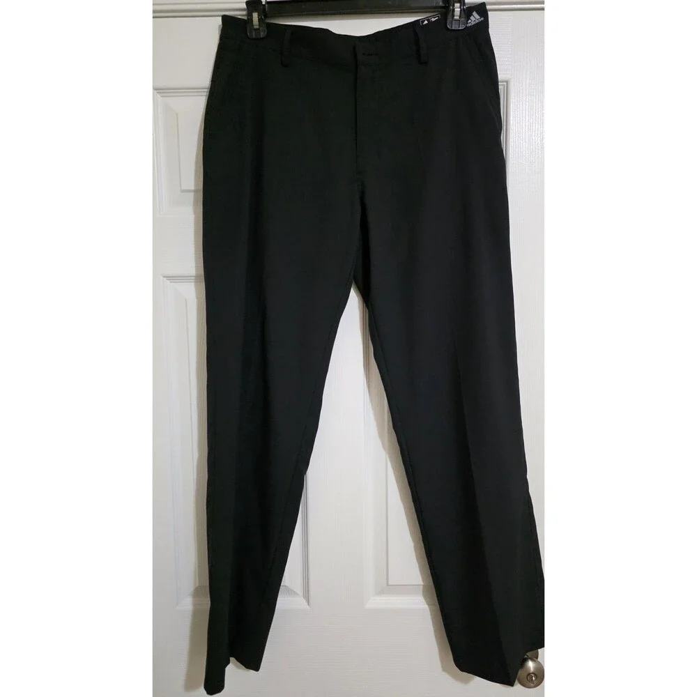 Adidas Golf Pants Mens 34x32 Black Lightweight Flat Front Travel Pants